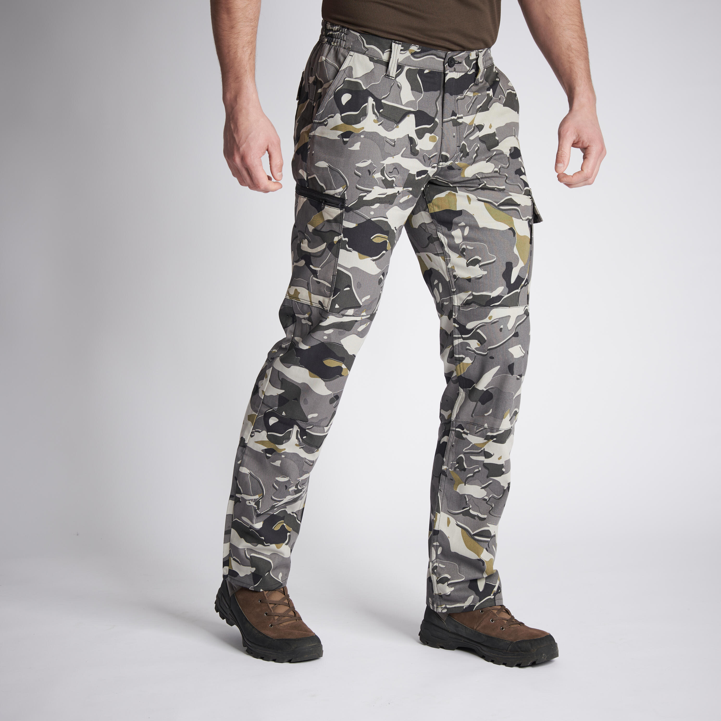 Buy t-base Desert Brown Cotton Stretch Camo Print Monochrome Cargo Pants  for Men online India